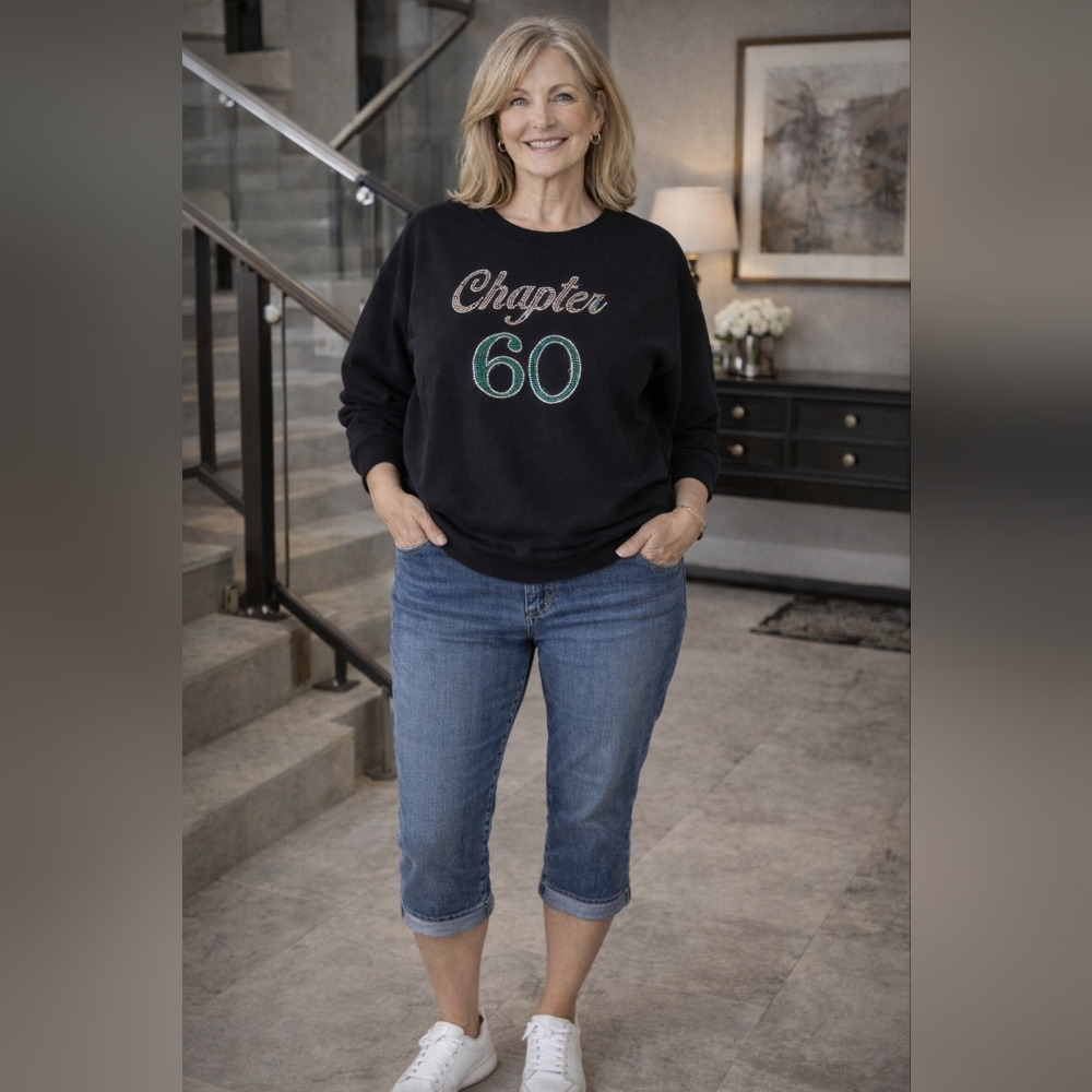 ✨ Chapter 60 Rhinestone Sweatshirt – Black – Size XL ✨